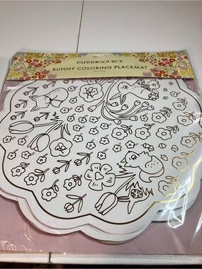 Paper Source White and Gold Bunny Coloring Placemats 7 pcs